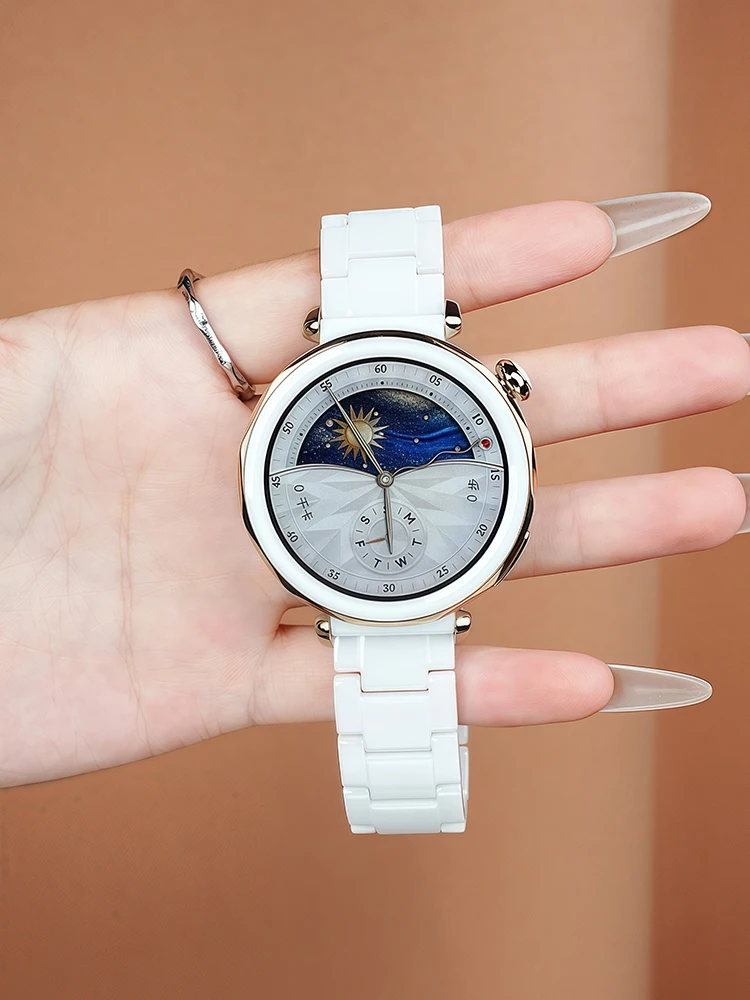 حزام معدني من السيراميك الأبيض لساعة اليد الذكية ه...