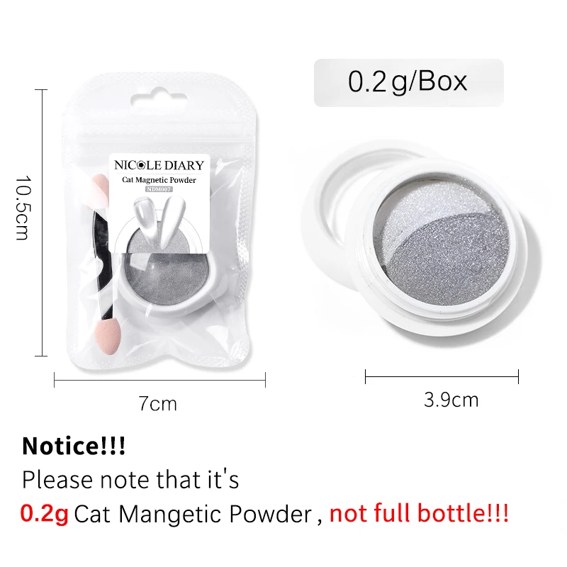 Nail Powder Nicole Diary Moonlight Cat Magnetic Nail Powder Silver Mirror Chrome Pigment Dust Metallic Effect for Nail Manicure Decorations