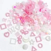 50PCS Pink series Mixed Design 3D Arcylic Nail Art Decorations Charms Exqusite Acrylic Jewelry kawaii Nail  DIY Nail Accessories 3