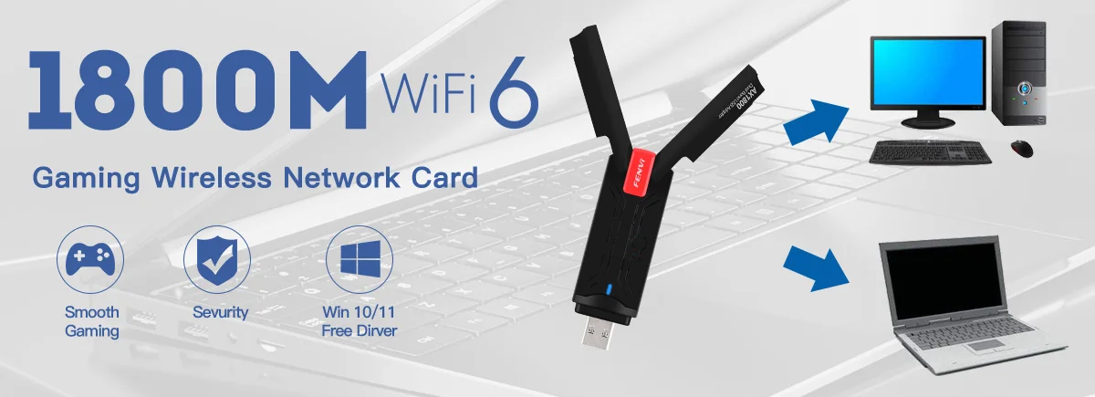 best usb wifi adapter Fenvi Wifi 6 USB Adapter 1800Mbps USB3.0 Thiết Bị Wi-fi 802.11ax 2 Băng Tần 2.4G/5Ghz Mạng Không Dây thẻ Windows 7 10 11 wifi adapter