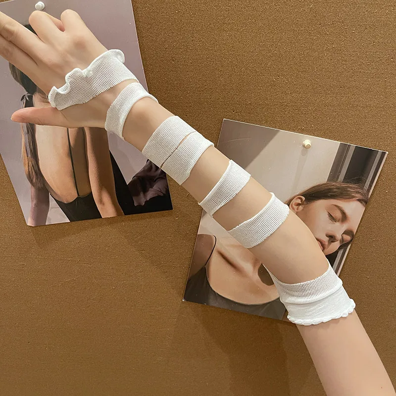 Women Arm Sleeves Fingerless Gloves Retro Bandages Korean Y2K