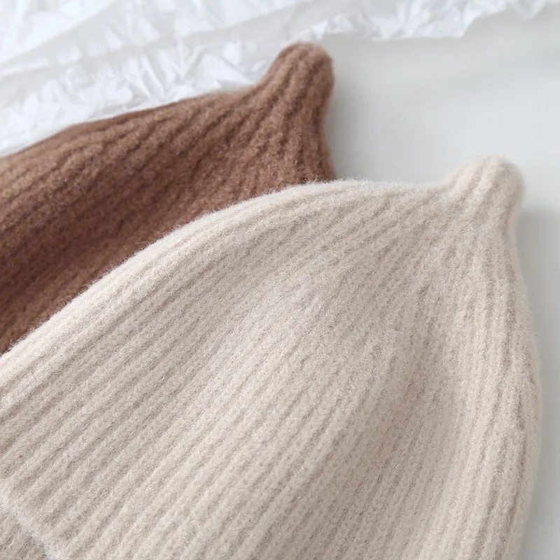 Autumn Winter Knitsuit Boy Girl Children Candy Color Solid Casual Knitted Hat Baby Warm Soft Cotton Cap Kid Fashion Kniting Caps