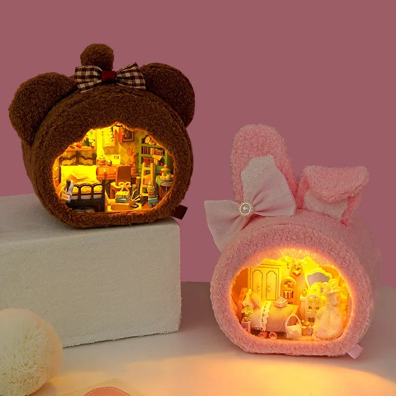 Diy Cottage Handmade Rabbit House Model Creative Birthday Gift Children's Toys Educational Stall 5