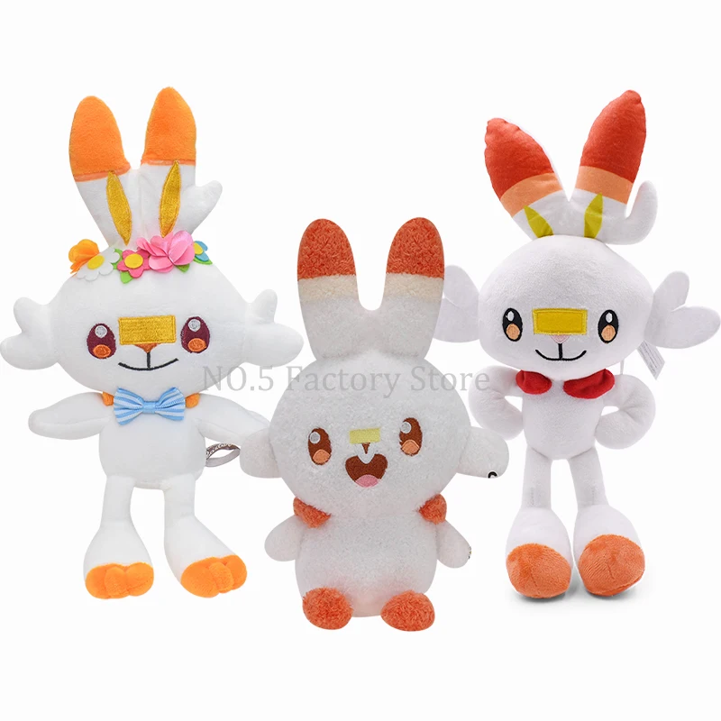 Kawaii Scorbunny Pokemon Sword & Shield Plush Doll Toys Cartoon Cute Pokémon Go Scorbunny Soft Stuffed Dolls Model Toy Kid Gift contemporary spit up shield for infants soft