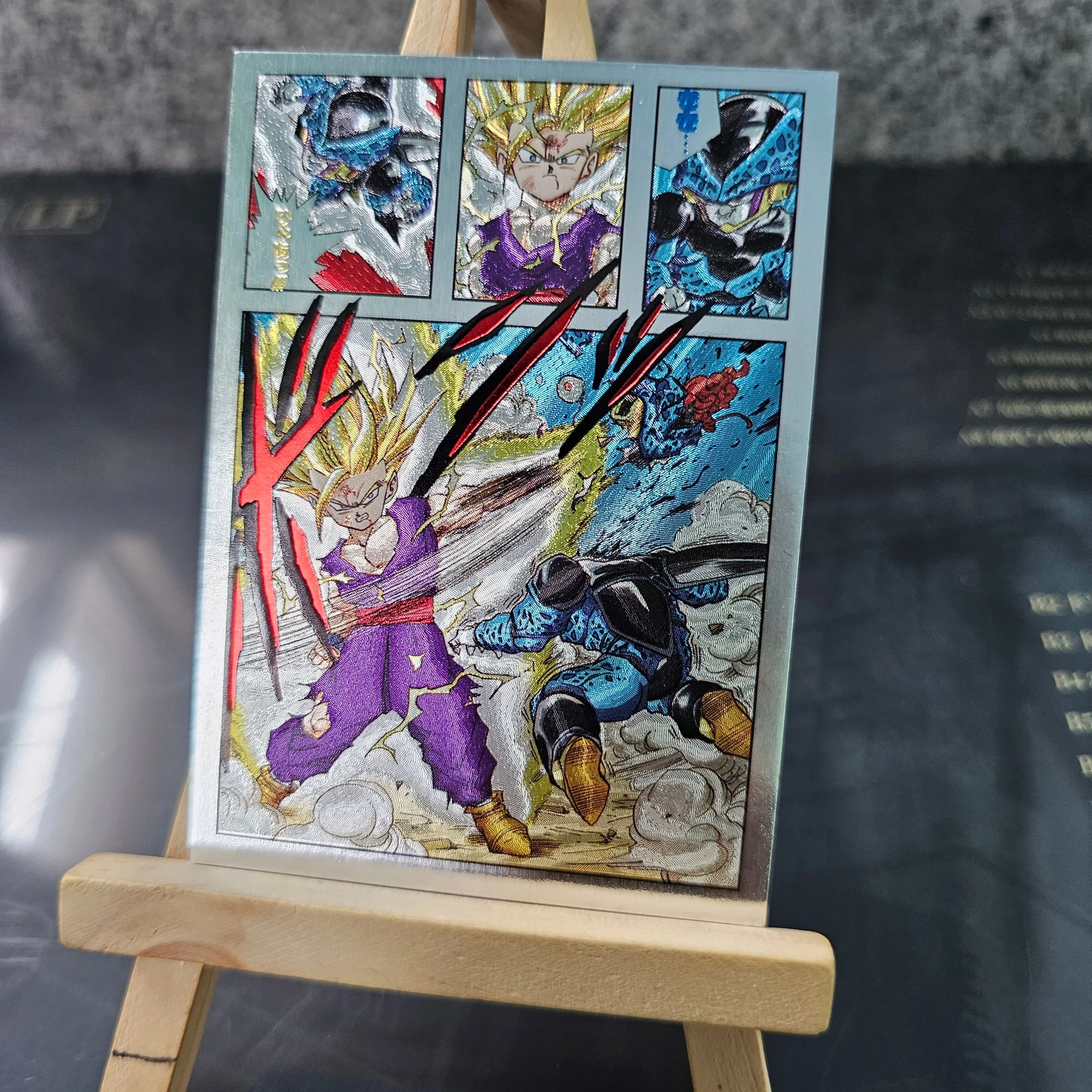 12Pcs/set Dragon Ball Z Cell Series Super Saiyan Goku Gohan Trunks Texture Flash Cards Classic Anime Collection Cards Toys