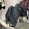 Men's Patchwork Blue Cargo Jeans Unisex Straight Casual Trousers Men Muti-pockets Hip Hop Streetwear 90s Vintage Fashion Pants 5