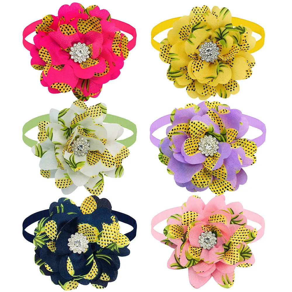 50PS Bulk Flower Bowties For Dogs Pets Cute Dianomd Small Dog Cat Bow Tie Collar Summer Dog Grooming Accessories For Small Dogs 5