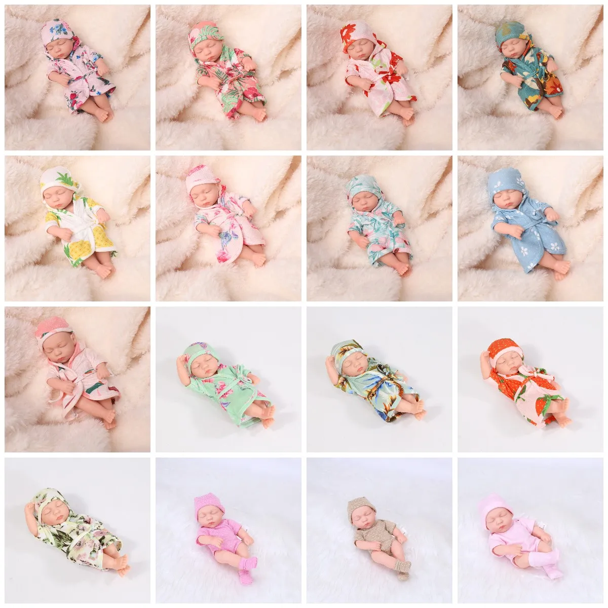 26 Designs Mini 20cm/8in Reborn Doll with Sleepwear Realistic Full Body Silicone Vinyl Doll Gift for Girls Cute Baby Doll spring korean fashion sweet maternity nursing sleepwear cotton with lace nightwear clothes for pregnant women pregnancy pajamas