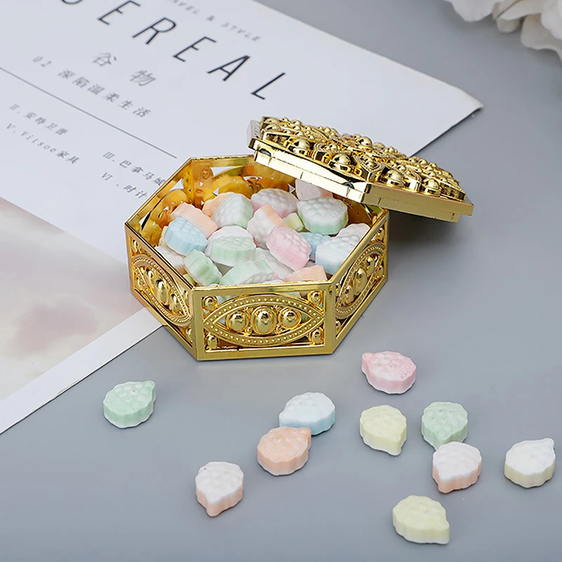 

1pc Hexagonal Creative Plastic Candy Box Gold And Silver Vintage Candy Boxes Party Gift Packaging Boxes