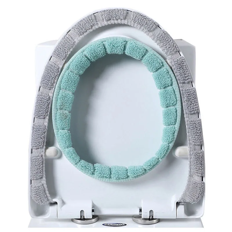 Toilet Seat Cover Mat Knitted Thickened Washable Antifreeze Toilet Cover Thickened Knitted O Type Universal Bathroom Supplies 5