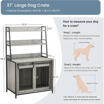 Heavy Duty Indoor Puppy Kennel With Sliding Door Dog House for Dogs Wooden Cage End Table Side Table Pet Grey Freight Free Home 5