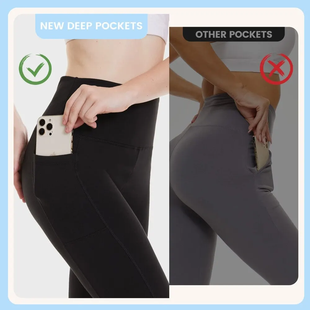 Thick High Waist Yoga Pants With Pockets, Tummy Control Workout