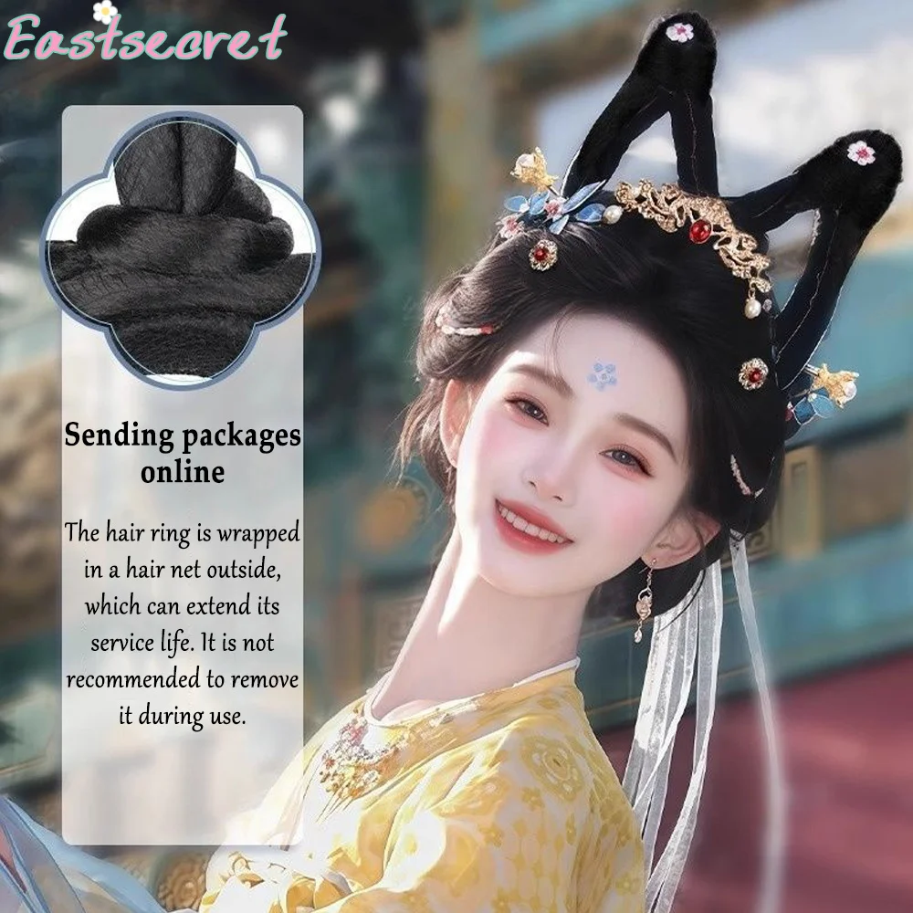 EAST 합성 중국 전통 의상 가발 롱 스트레이트 빈티지 가발 코스프레 한푸 모델링 가발 고대 스타일 가발 헤어스타일 모델링
