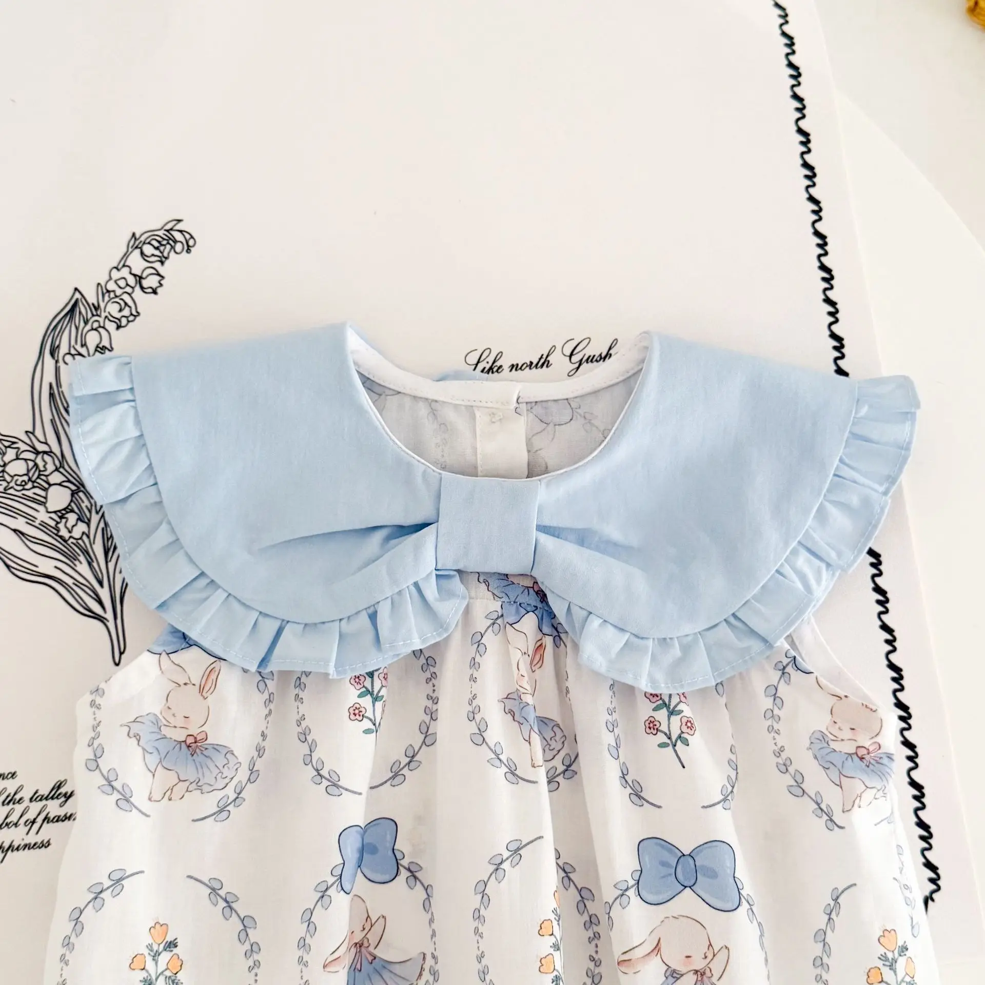 Cute Bunny Print Baby Girls One Piece Bodysuit