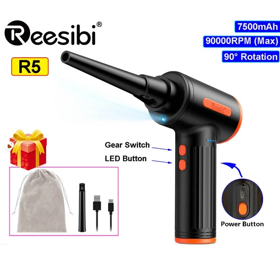 Reesibi R5 Air Duster 7500mAh 90W 90000RPM Upgread Fast Open Crodless