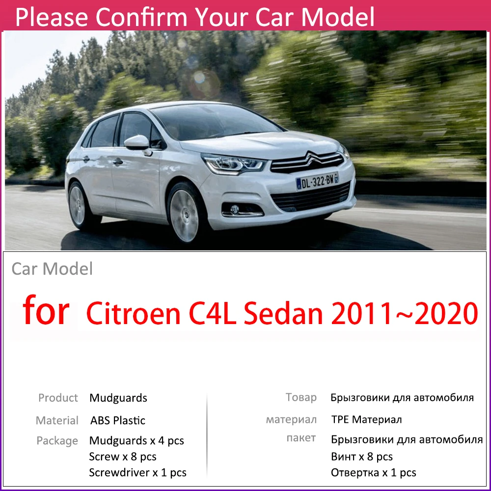 Apline Spatborden Compatible met Citroen C4 Cactus 2014-2021 Voertuig Voor Achter Set 4 Stukken Zwart