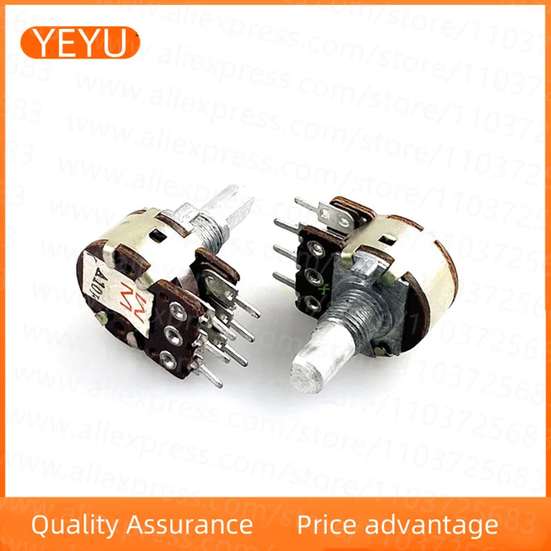 2PCS R16 Type A10K 6-pin Dual Potentiometer Power Amplifier Speaker Volume Adjustment Carbon Film 15mm D Axis