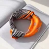 Orange Striped Horse Square Scarf Women's Natural Silk Scarf Casual Versatile Decoration Small Neck Scarf 5