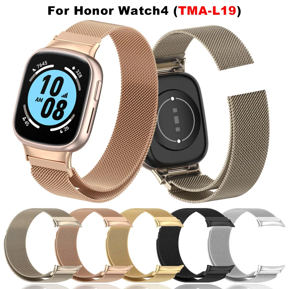 Milan Magnetic Loop Watchband For Huawei Honor Watch 4 Smart Wristband Replacement Bracelet For Watch4 TMA-L19 Metal Wrist Strap