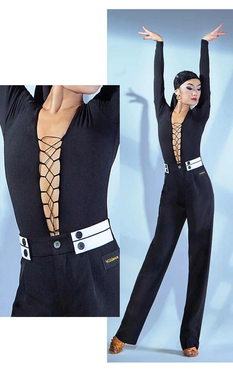 Dans Kleding Zwarte Bodysuit Ballroom Dans Praktijk