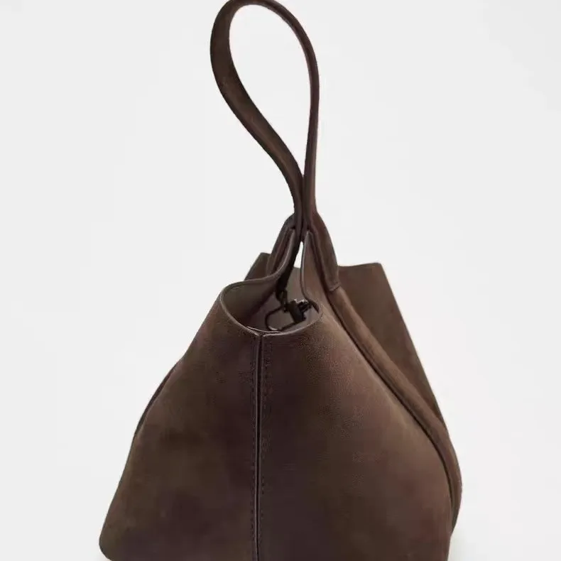 Suede Sewing Thread Retro Women's Shoulder Bags Casual Versatile 2025 New Solid Colors High Capacity Casual Tote