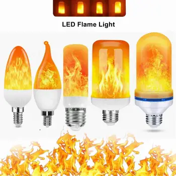 E27 E14 B22 LED 불꽃 전구 화재 램프 옥수수 전구 깜박이는 LED 조명 동적 불꽃 효과 3W 5W 9W AC110V 220VV 가정용 조명