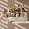1Pc Kitchen Storage Spice Rack 360 Degree Rotating Cabinet Storage Rack Tray Cosmetic Storage Rack Non-slip Spice Round Rack 4