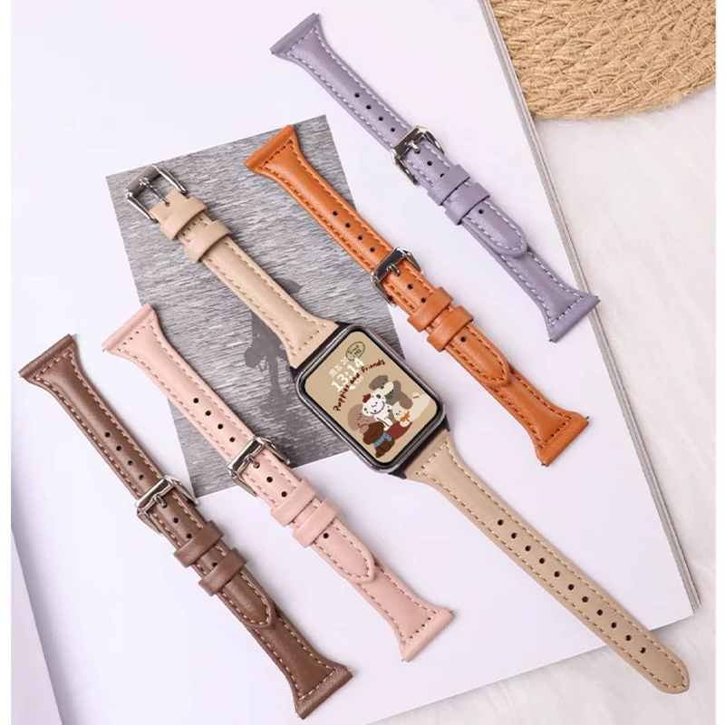 Slim Leather Strap - Elegant Women's Wristband for Smartwatch Accessories