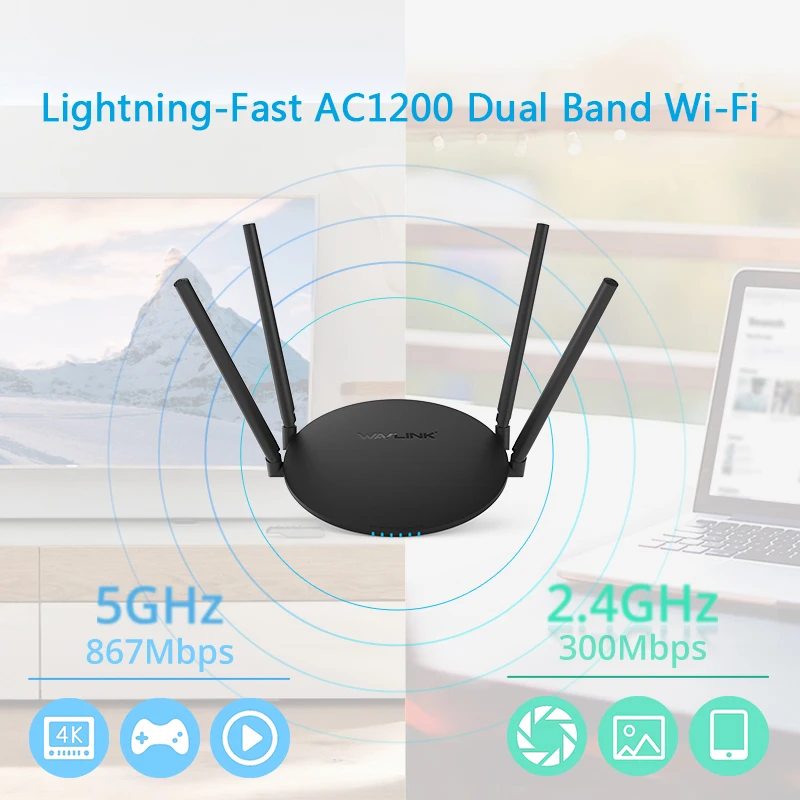 Wavlink-roteador Wi-fi de Banda Dupla Roteador Gigabit Ethernet Repetidor Wps Antenas 4x5dbi Casa Ac1200 5ghz 24 Ghz - Imagem 5