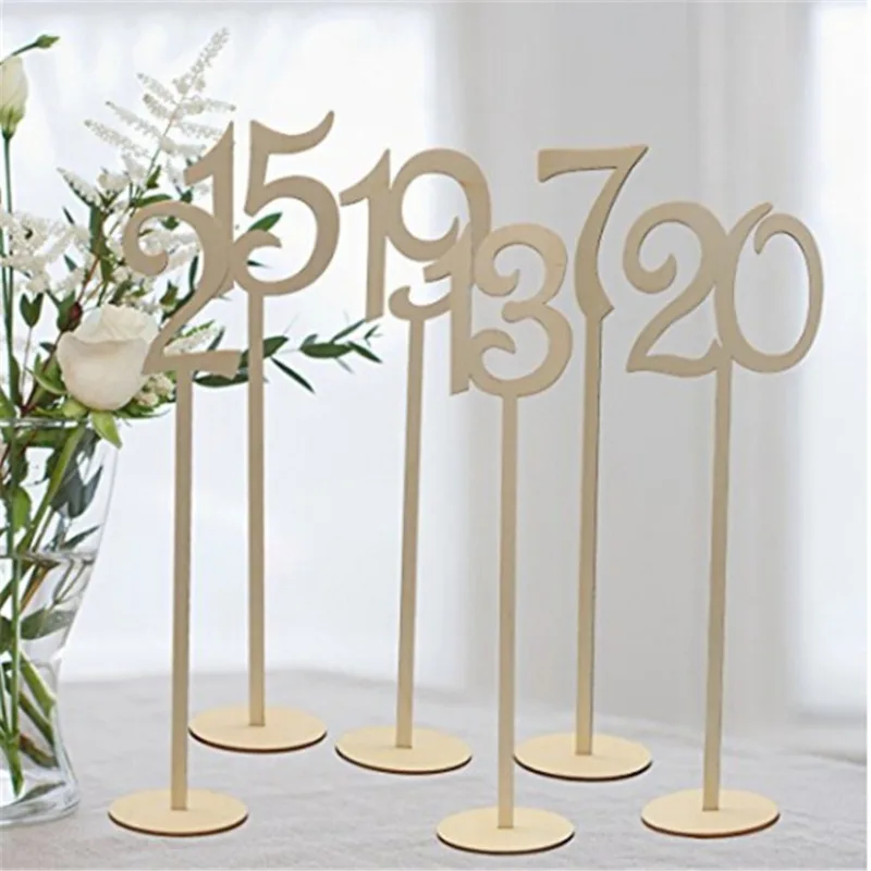 Hot Style Wooden Wedding Supplies Wedding Place Holder Table Number Figure Card Digital Seat Decoration 10pcs/pack