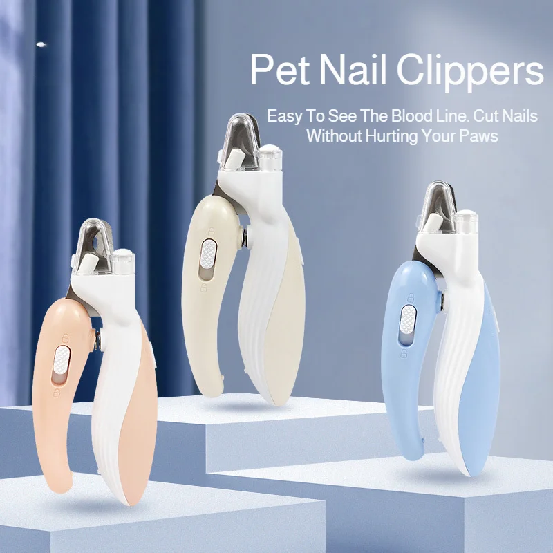 Cortaúñas profesionales con luz Led, tijeras de aseo para perros, gatos, animales pequeños, recortador de uñas con pata, suministro para mascotas_voghion.com