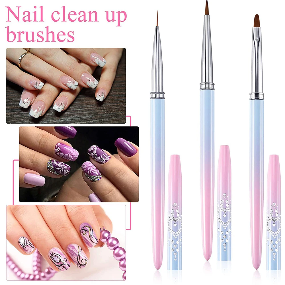 Nail Brush Nail Art Liner Brush Blue-pink Nail Drawing Pen UV Gel Manicure Brushes Painting Pen Nail Carving Phototherapy Pen 2