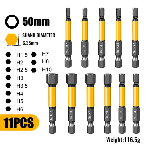 Allen Wrench Drill Bit Hex Driver Bits Set 50/100/150mm H1.5-H10mm with Magnetic Grip and Slip Design for Secure Screw Holding - Image 12