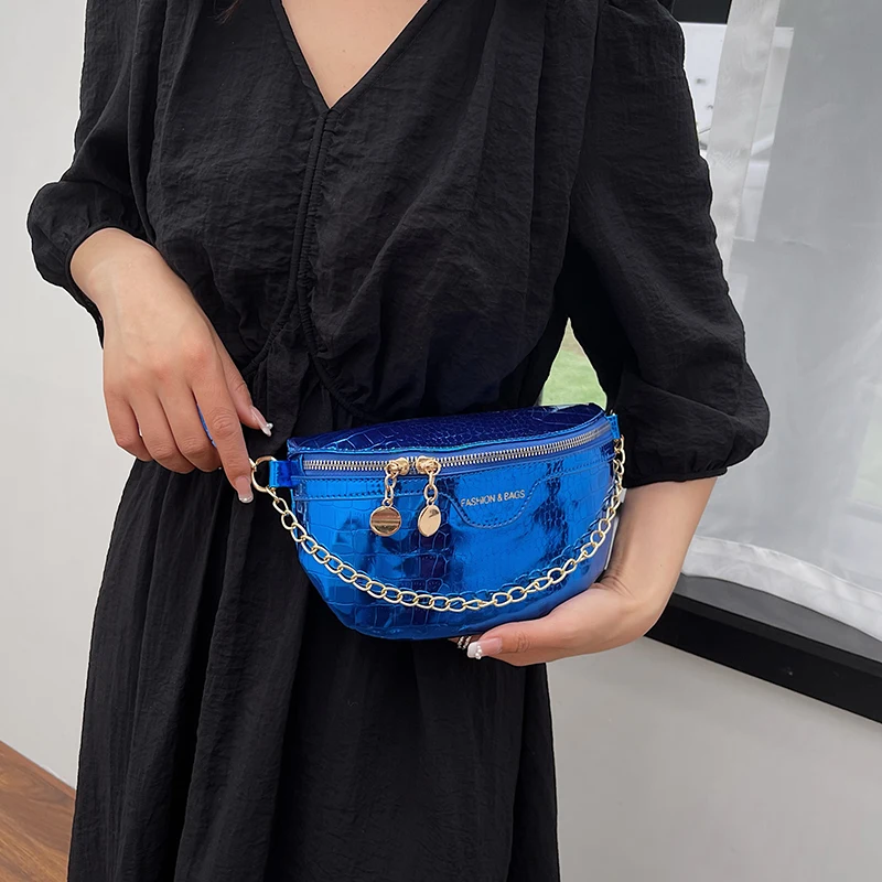 Fashion Leather Waist Bag Fanny pack Chain Waist pack Brand