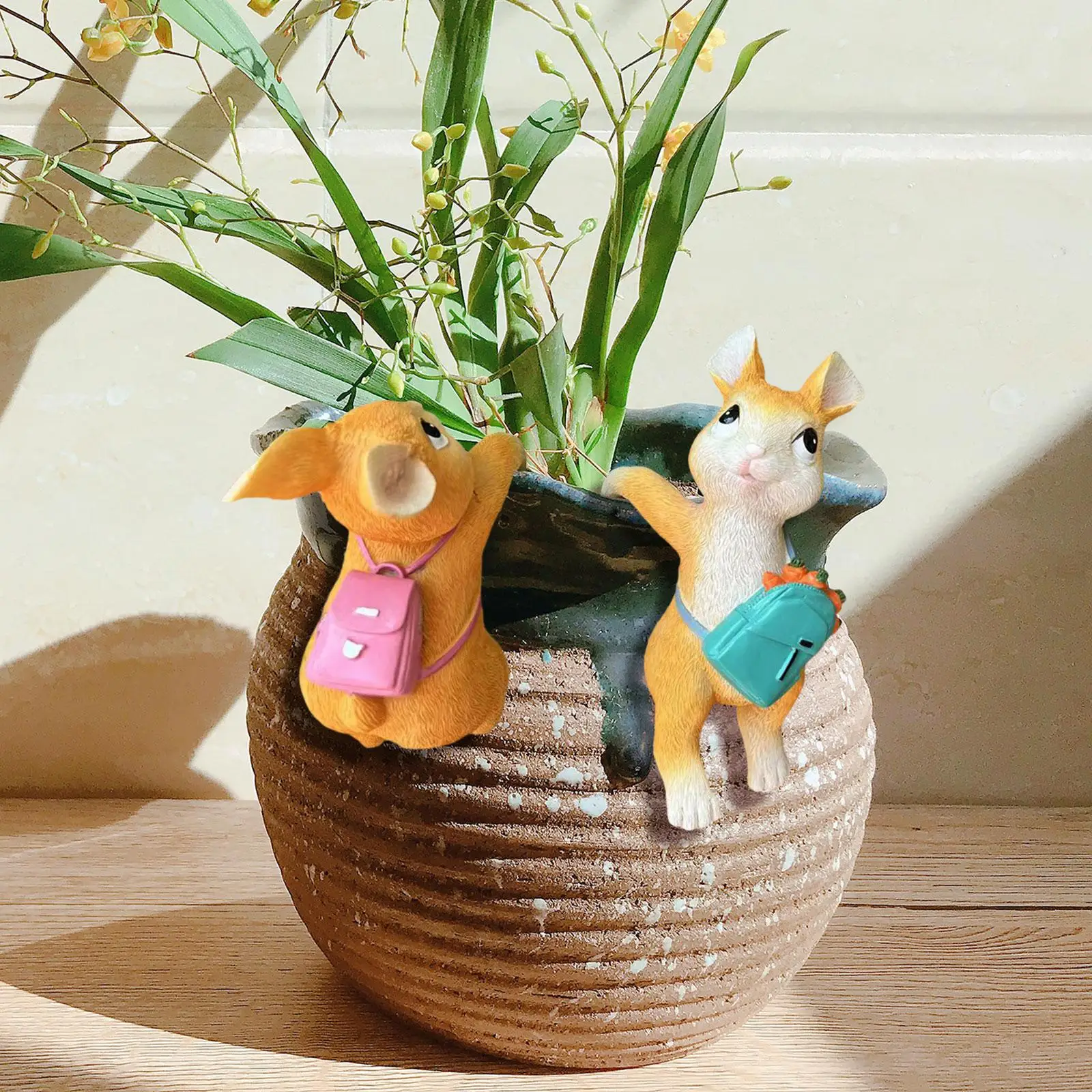 

2x Rabbit Garden Statue Flowerpot Decor Cute for Outdoor Courtyard Balcony