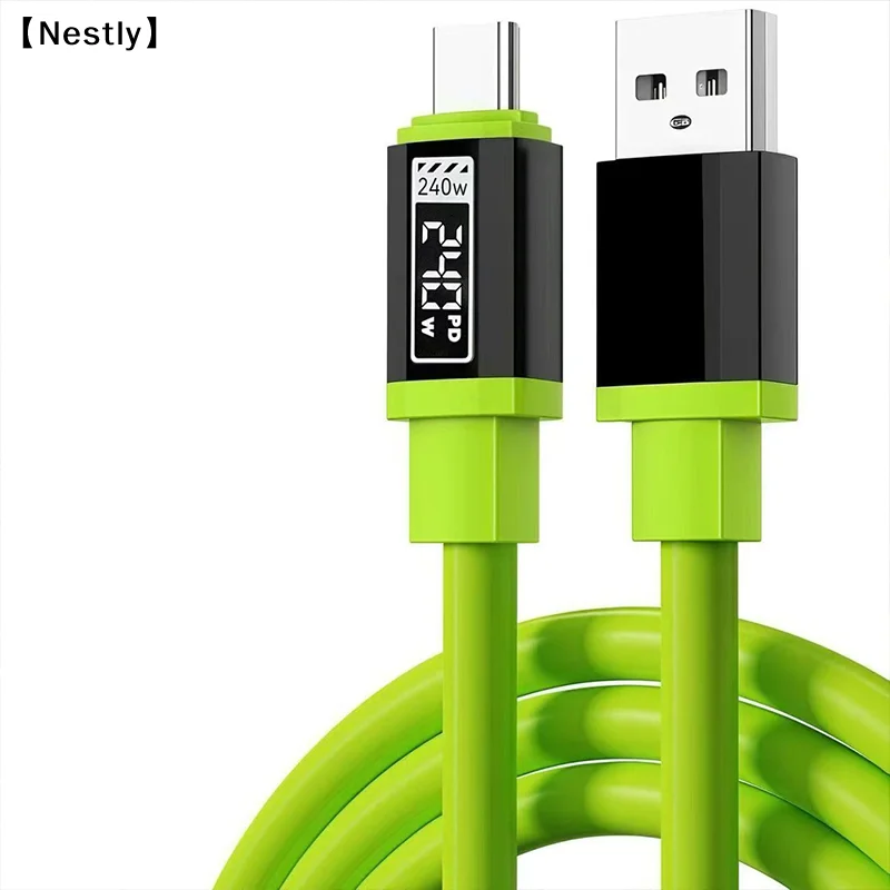 전원 표시 기능이 있는 240W USB C 케이블 고속 충전 충전기 타입 C 코드 1-2m〔Nest〕