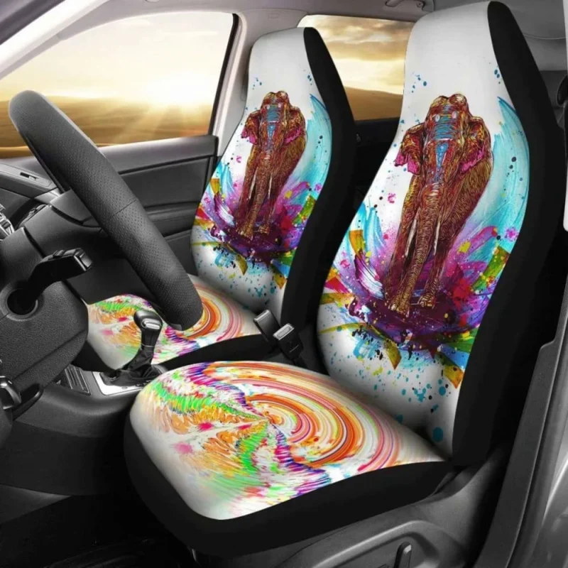 

Elephant Colorful Car Covers 202820,Pack of 2 Universal Front Protective Cover