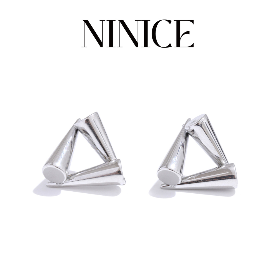 NiNice Minimalist Stainless Steel Triangle Stud Earrings Anti Allergy Fashion Daily Unusual Jewelry Accessories