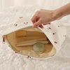 Cherry printed corduroy makeup bag, lightweight zipper makeup storage box, multifunctional bag with lining 3