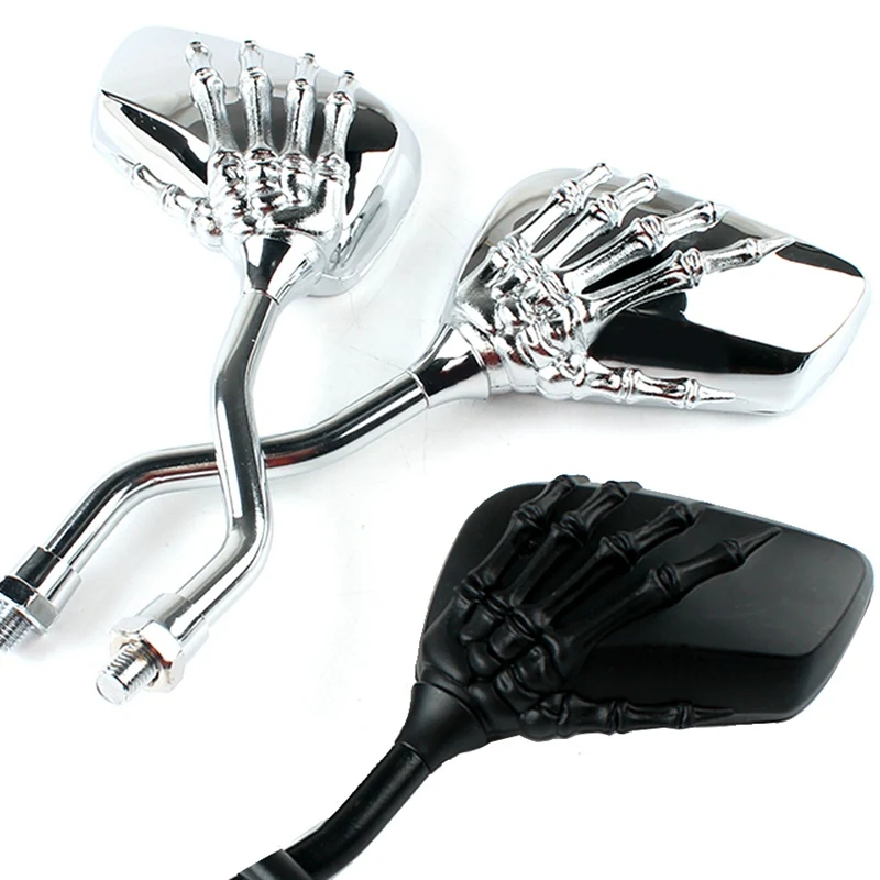Universal Motorcycle Scooter Back Side Mirror Modification Skull Craw Shadow Rear View Mirrors Pair 8mm 10mm