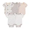 5 Pcs/Lot Four Seasons Fashion Cartoon Short Sleeve Baby Boy Girl Bodysuits Soft Newborn Onesies Clothes 3