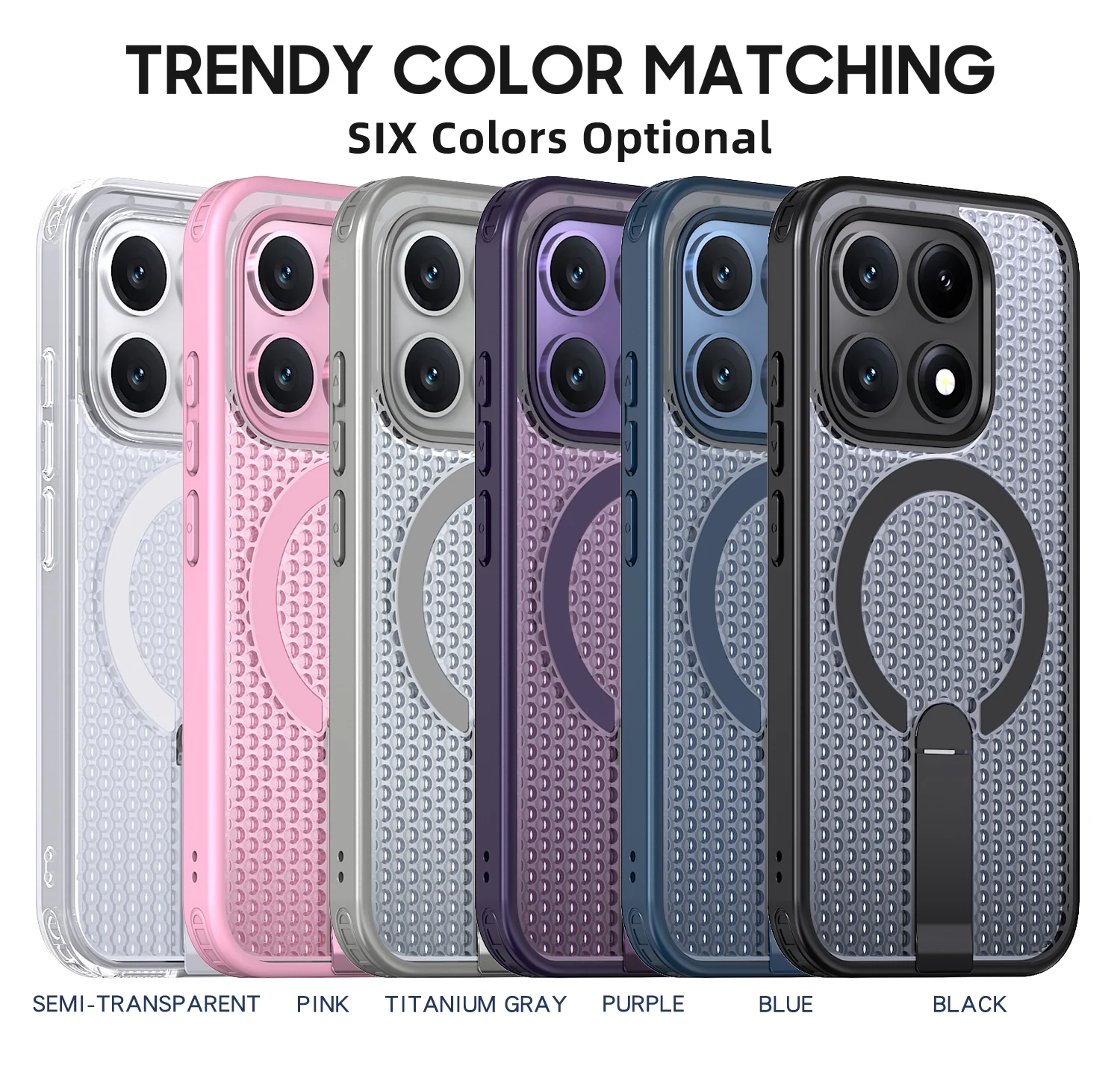 Magnetic Armor Phone Case with Cooling Hole Design and Metal Bracket