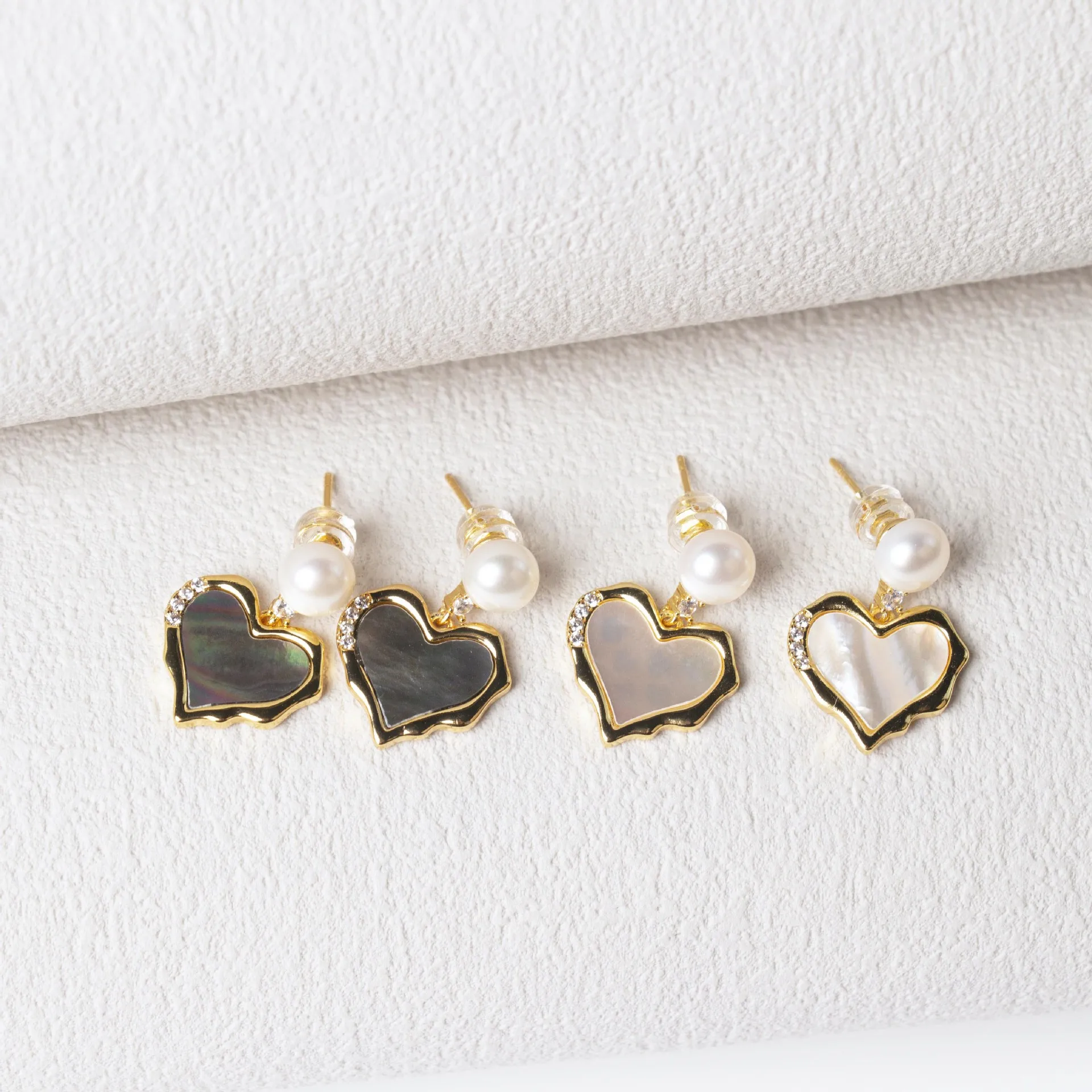 Nuovo Arrivo Simple Heart Design 100% Perle D'Acqua Dolce Naturali 14K Gold Filled Ladies Stud Orecchini Gioielli Per Le Donne Regali