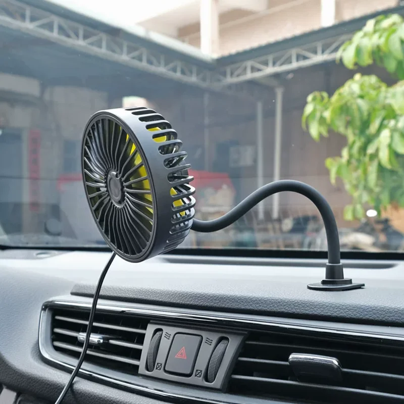 Portable USB Car Fan with 3-Speed Strong Wind and 360° Rotation