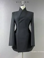 EOEN Autumn Vintage Senior Sense V-neck Big Pocket Design Waist Slimming Mid-length Suit Jacket Women 2024 New Fashion 2