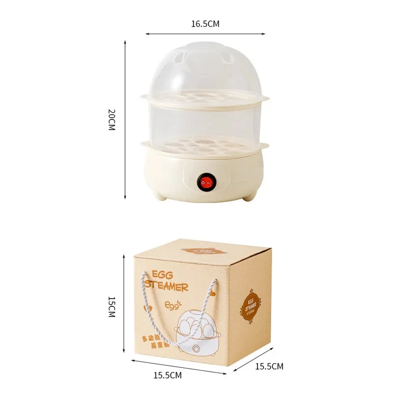 2026New Double Layer Egg Steamer Household Small Portable Automatic Power Off Steamer Kitchen Breakfast Cooking Machine 6