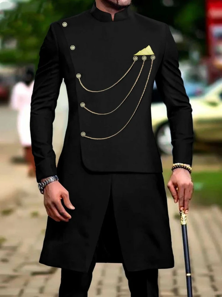 

Men's fashion luxury solid color dress two-piece set