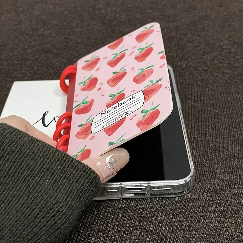 Charming Strawberry Flip Phone Case - Shockproof Coil Notebook Design Cover