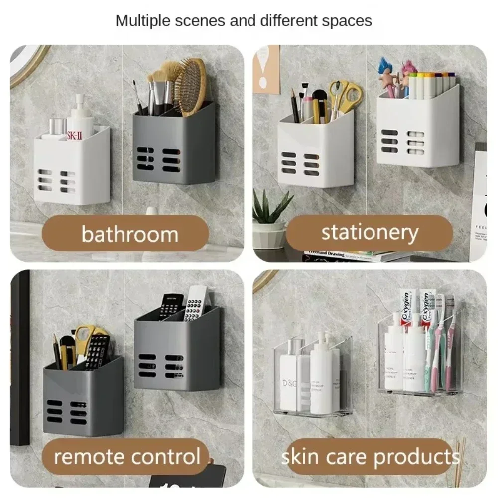 Bathroom Shelf Makeup Storage Organizer No Drill Toiletries Shelves Wall Mount Comb Skin Care Product Rack Accessories