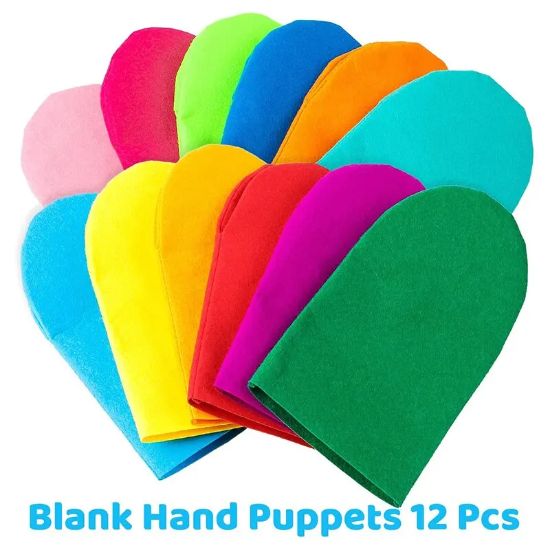 12Pcs Hand Puppet Making Kit for Kids Art Craft Felt Sock Puppet Toys Handicraft Creative DIY Storytelling Role Play Supplies